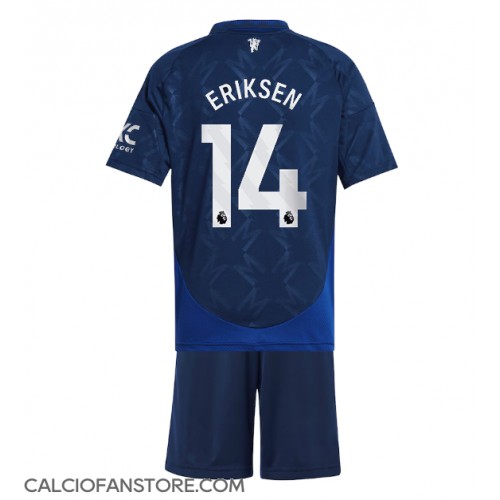 Maglia Calcio Manchester United Christian Eriksen #14 Seconda Divisa Bambino 2024-25 Manica Corta (+ pantaloncini)